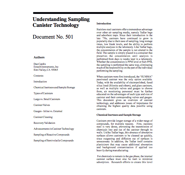 Understanding Sampling Canister Technology