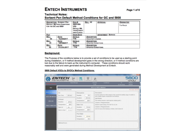 Entech 5800-800-V02 Default Method Conditions-C